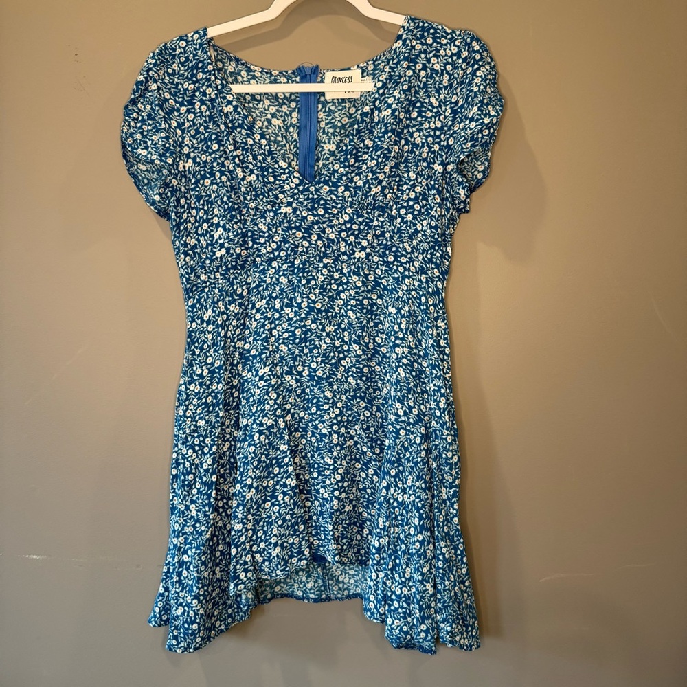 PRINCESS POLLY Floral Babydoll dress, blue, Size 8, GUC